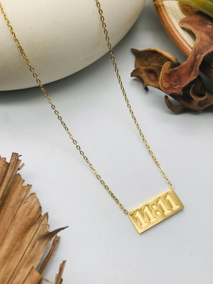 Angel Number 11:11 Engraved Golden Chain Necklace