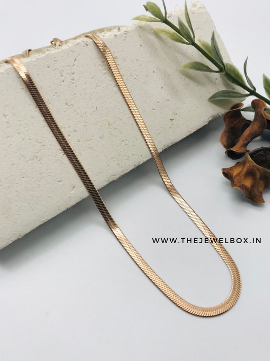 Buy Anti Tarnish Rose Gold Plated Flat Snake Chain - TheJewelbox