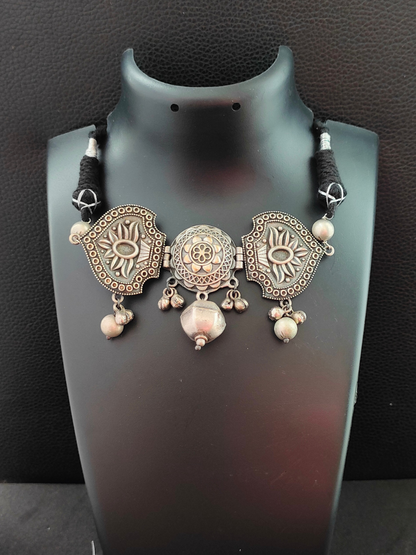 Antique German Silver Oxidised Choker Set