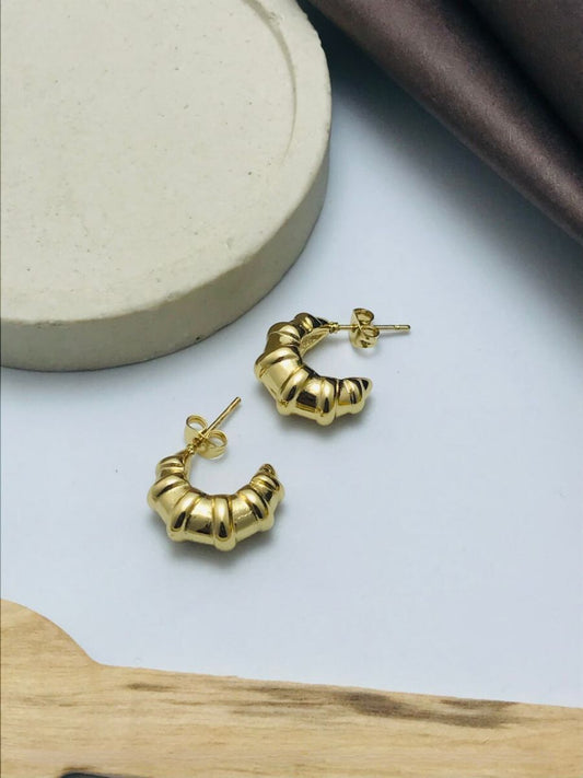 Buy Chunky Croissant Shaped Golden Half Hoop Earrings Online - TheJewelbox