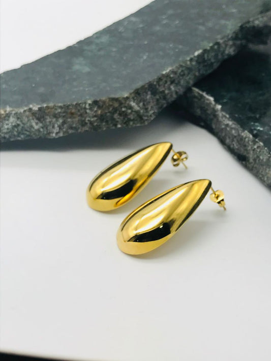 Buy Chunky Golden Plated Big Flat Teardrop Earrings - TheJewelbox