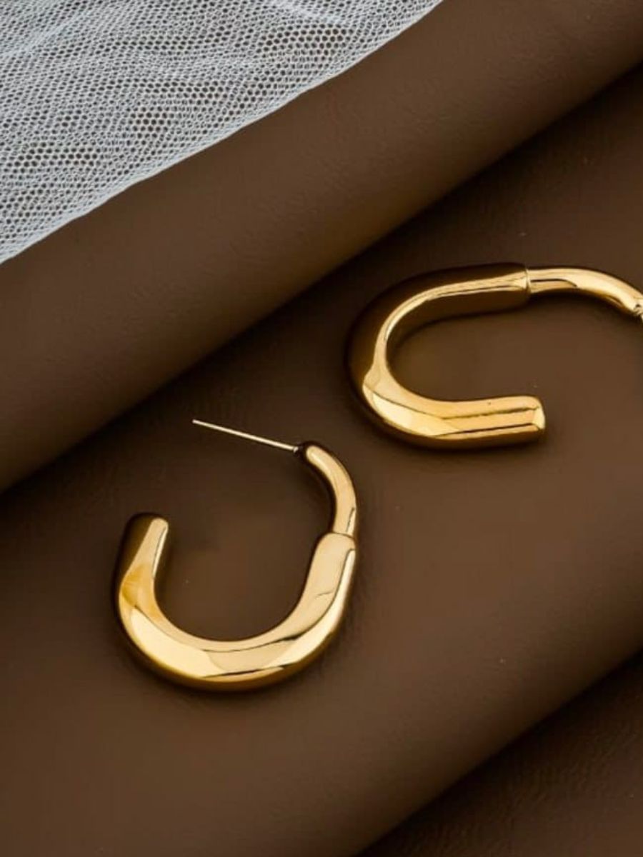 Classic Golden Plated Minimal Hoop Earrings