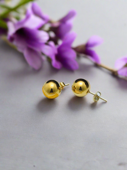 Classic Minimal Gold Plated Ball Stud Earrings