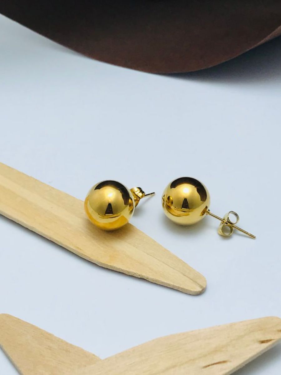 Classic Minimal Gold Plated Ball Stud Earrings