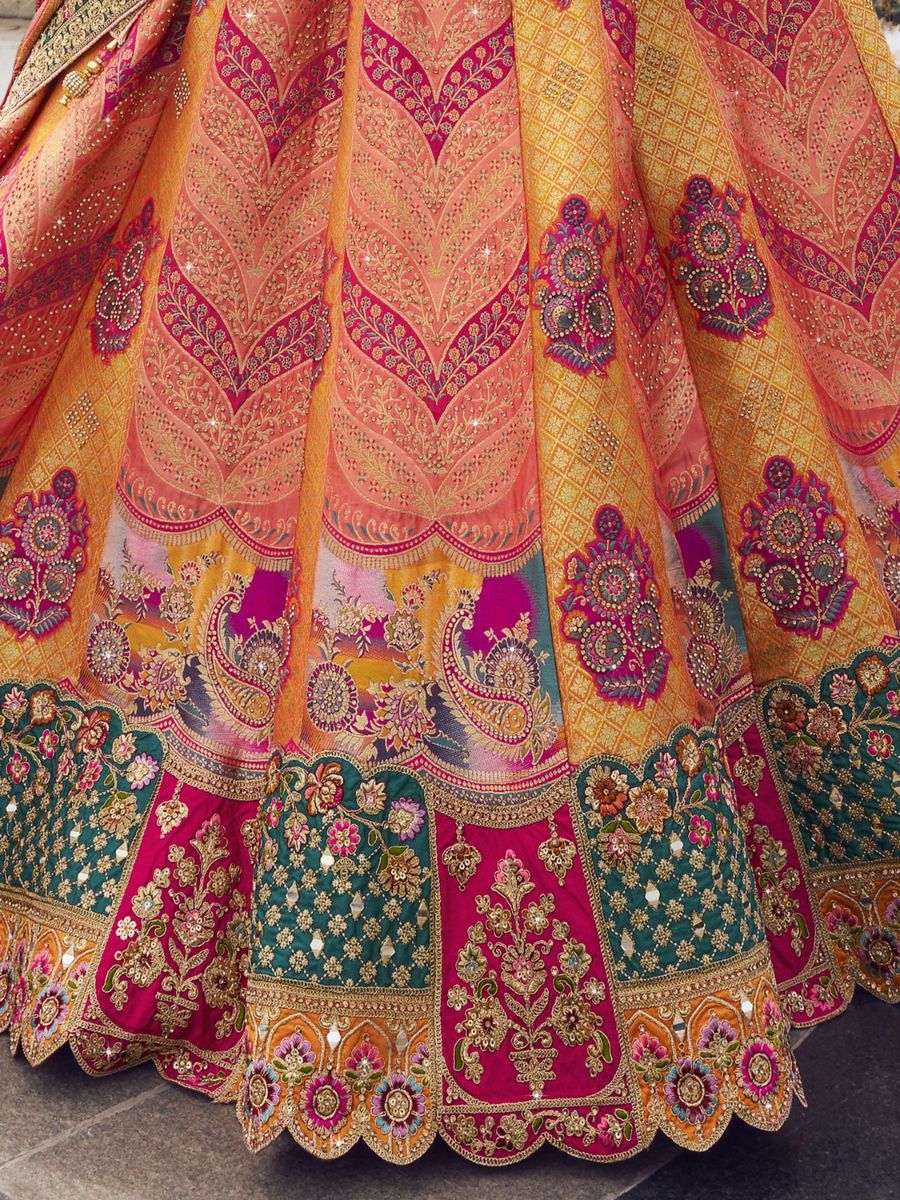 Designer Peach Wedding Banarasi Silk - Embroidery