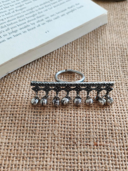 Buy German Silver Oxidised Kolhapuri Gunghroo Ring - TheJewelbox