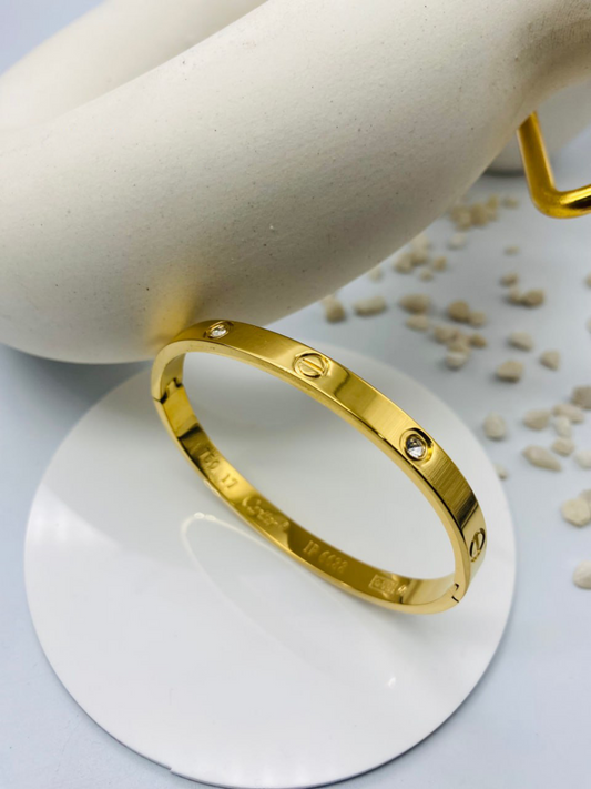 Buy Golden Plated Stainless Steel Diamond Love Bracelet - TheJewelbox