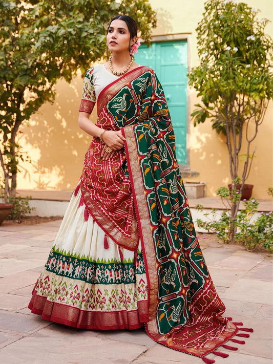 Buy Green Patola Printed Silk Bridal Wedding Lehenga Choli Online - AllThingsAboutWedding