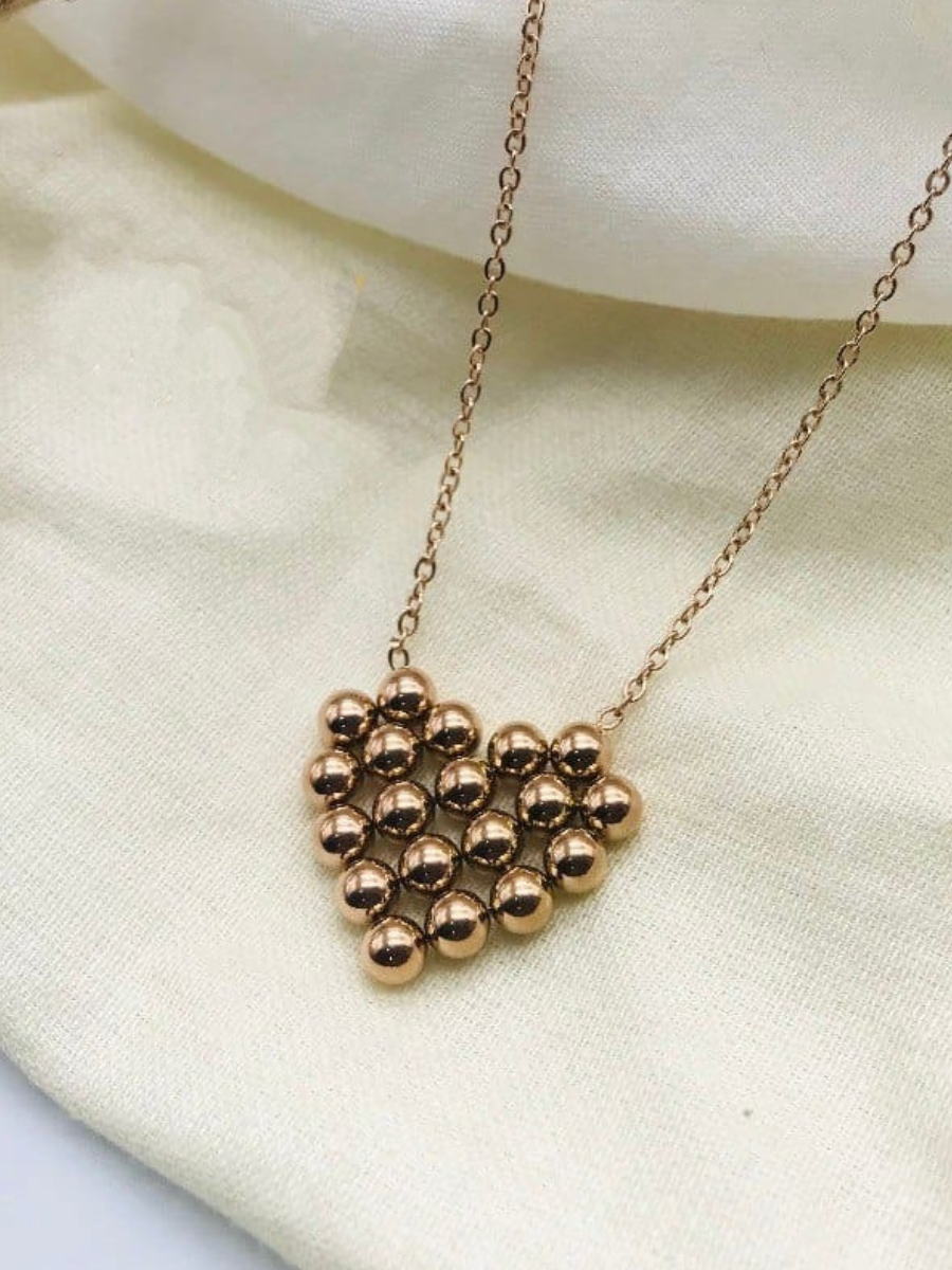 Rose Gold Heart Shaped Pendant Chain Necklace